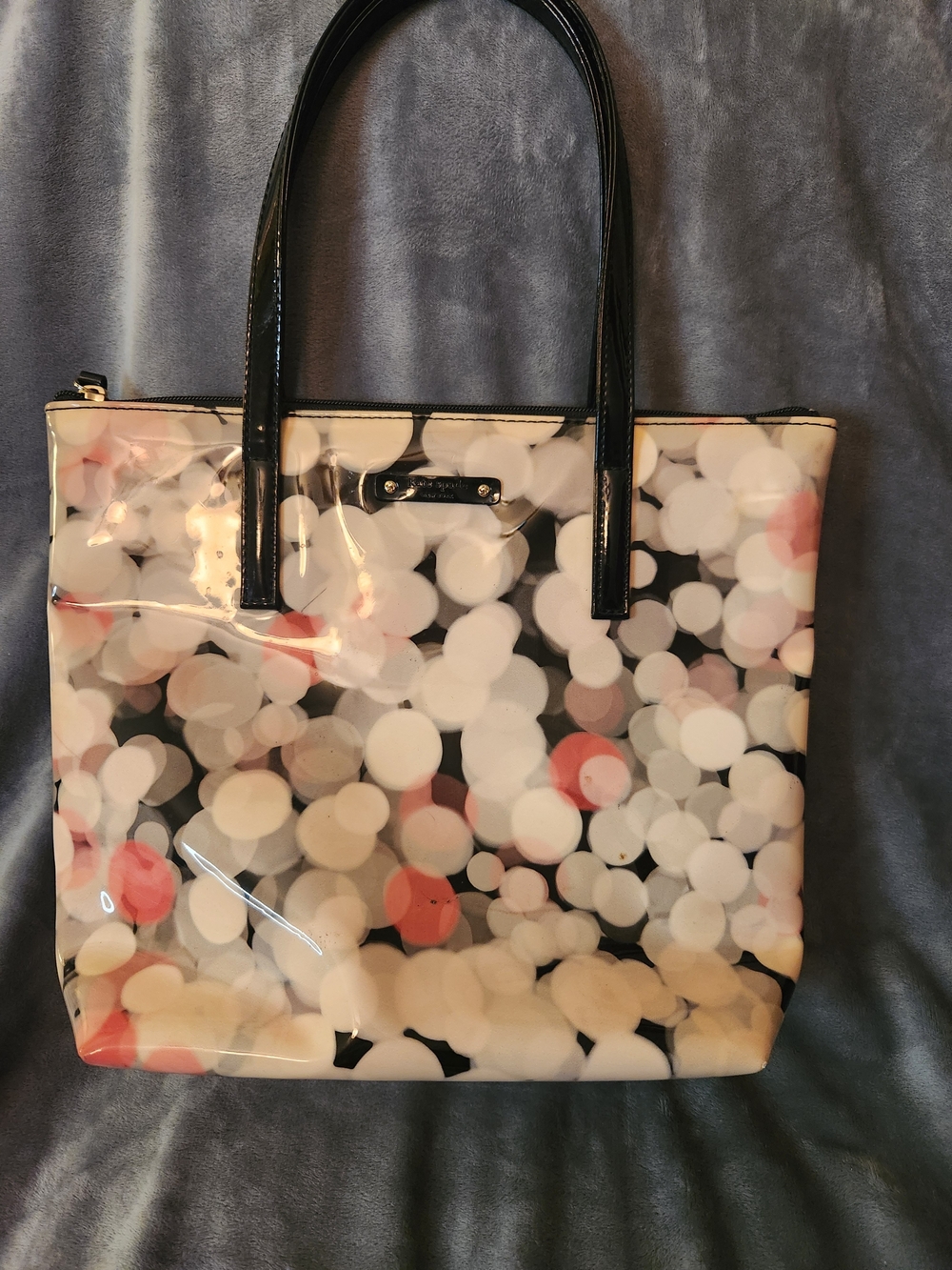kate spade Bokeh Dot Tote in White, Black & Pink